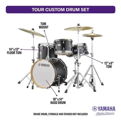 Yamaha Tour Custom Maple 3pc Drum Set Licorice Satin image 2