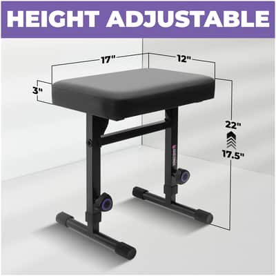 Liquid Stands Adjustable Piano Bench Stool - Black Padded Cushion for Musicians (PU Leather) image 2