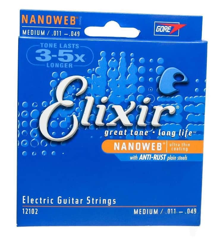 Elixir 12102 Nanoweb Nickel Plated Steel Electric Guitar Strings - Medium (11-49) image 1
