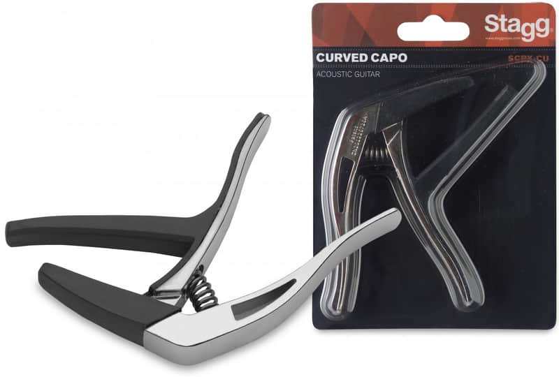 Stagg Curved Acoustic & Electric Guitar Capo - Chrome image 1