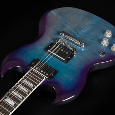 2021 Gibson SG Modern LH Left Handed - BBF Blueberry Fade | USA "AA" Flame Top Ebony Fretboard 24 Frets BurstBucker Pro Pickups Push Pull Coil Split 3.19kg | CoA OHSC image 7