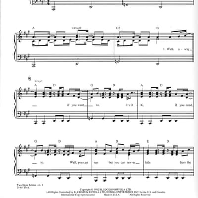 Belwin "Two Steps Behind" Original Sheet Music Edition by Def Leppard 1992 image 2