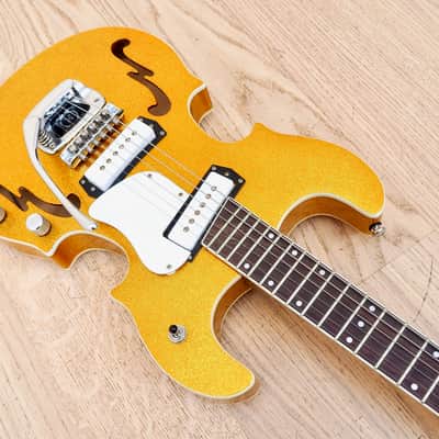 2005 Hallmark Stradette Semi-Hollowbody Electric Guitar Gold Sparkle Mosrite w/ohc image 9