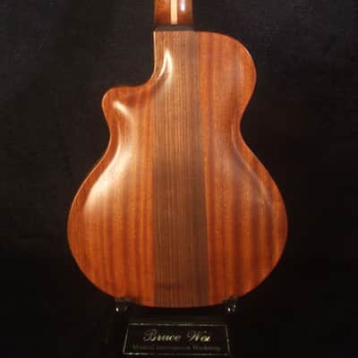 Handcrafted Tenor Ukulele, Carved ARCHBACK Solid Curly Acacia, Mahogany, Floral Inlay, Soft-bag, Bruce Wei UAC17-2046 image 4
