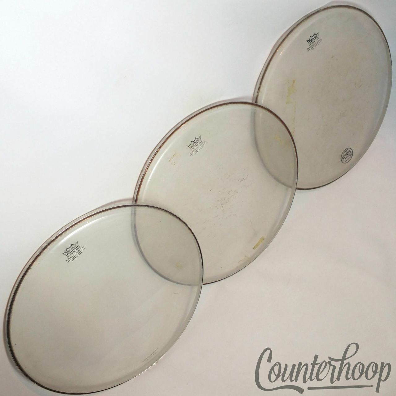 Remo 3x 16" Floor Tom Drum Heads Ambassador Batter Clear Weather King USA* — main photograph