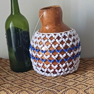 West Africa-style netted gourd rattle (sekere): medium image 2