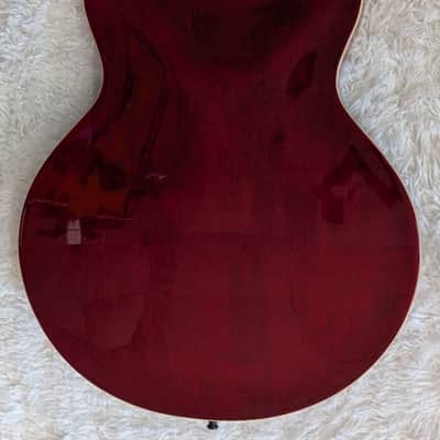 Epiphone Dot Deluxe Flame in red with an Epiphone hardshell case -Vintage Cherry image 5