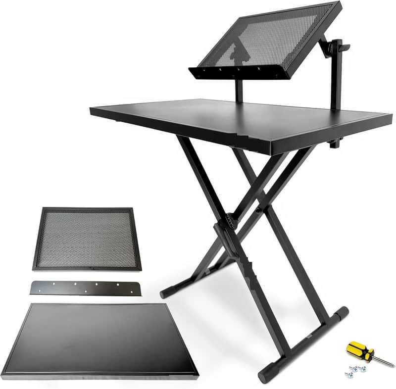 Portable Two-Tier DJ Table Stand| Two Tier Piano Keyboard Stand for Sheet Music and Tablet | DJ Laptop and Controller Stand | Music Production Workstation | Booth Stand image 1