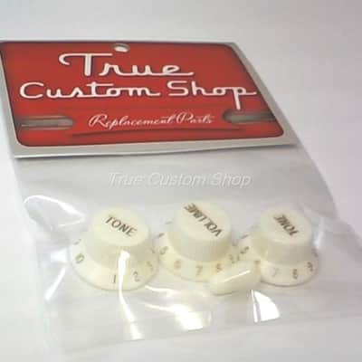 True Custom Shop® Parchment Tone Tone Volume Knobs & Switch Tip Set for Fender Stratocaster image 3