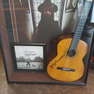 George Harrison Signed  Acoustic Guitar & Album Cover w/ Full Size Poster in Shadowbox image 2