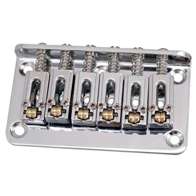Hardtail Fixed Guitar Bridge | 6 String Roller Saddle Bridge for Electric Guitar Replacement with Wrench & Screws (78mm, Chrome) image 3