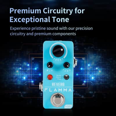 FLAMMA FC02 Mini Reverb Pedal Digital Guitar Pedal with 3 Reverb Effects Church Plate Studio True Bypass image 5