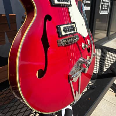 60's Silvertone Teisco Hollowbody Guitar - Red image 3