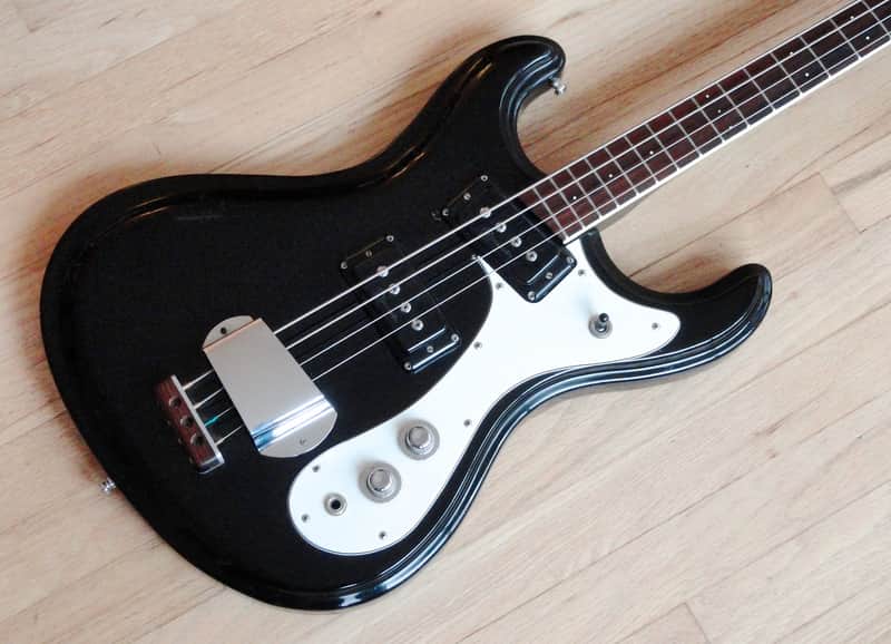 1970s Mosrite Firstman Vintage Electric Bass Guitar Black Mark I Japan Avenger image 1