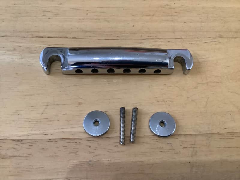 Gibson Stop tailpiece 1970’s - Chrome+ abr-1 bridge pins and domed thumb wheels image 1