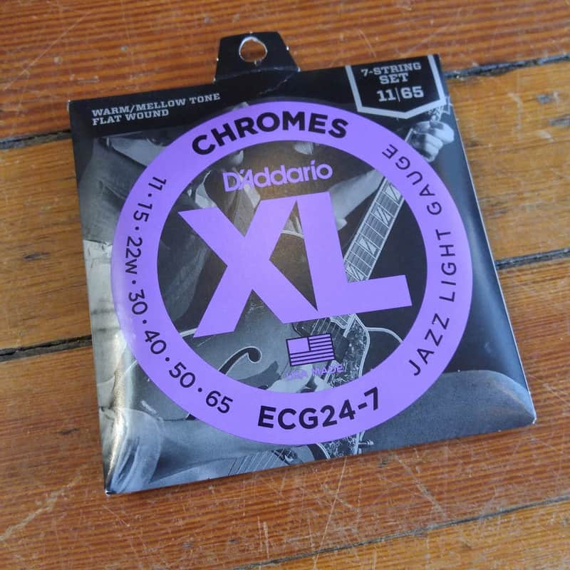 D'Addario ECG24-7 7-String Chrome Flat Wound Electric Guitar Strings image 1