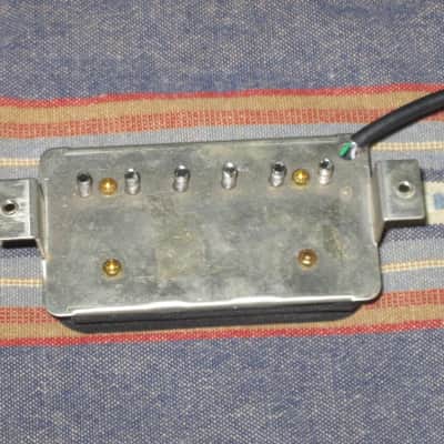 litely reliced player's wear StewMac Neck Humbucker Reverse Zebra (screws on black/flat poles on creme) 8.42k, Alnico 5, 50mm pole spacing, item # 101549 2000s-2010s, +screws/springs (orig 4 conductor wire shortened & 2 conductor wire added, Now 2 con) image 8