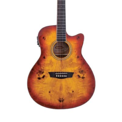 Washburn Acoustic Electric Guitar Cutaway Grand Auditorium - Forest Burl Amber Fade image 2