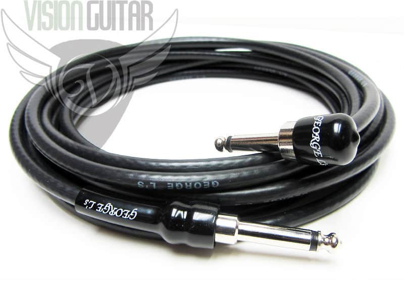 20' George L's .225 Guitar Bass Cable Black w/Right Angle Plug image 1