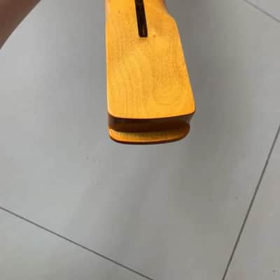 Left Hand Yellow Guitar Strat Style Maple Neck, 22 Frets Fingerboard image 3