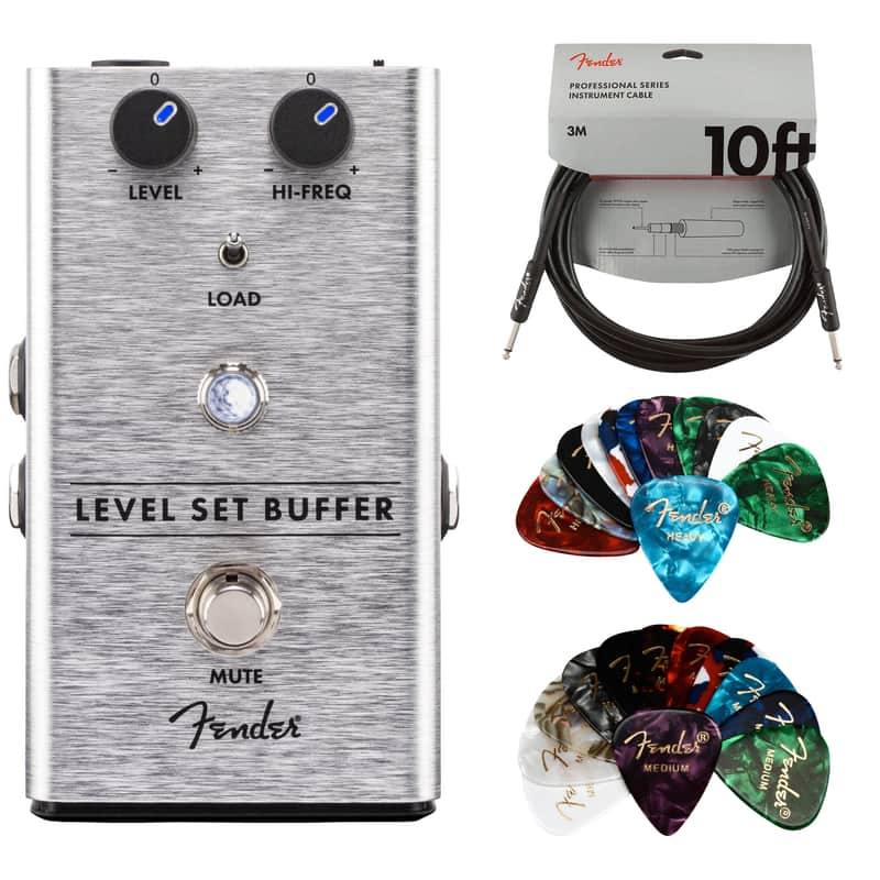 Fender Level Set Buffer Pedal Bundle with Fender Instrument Cable and 24 Picks image 1