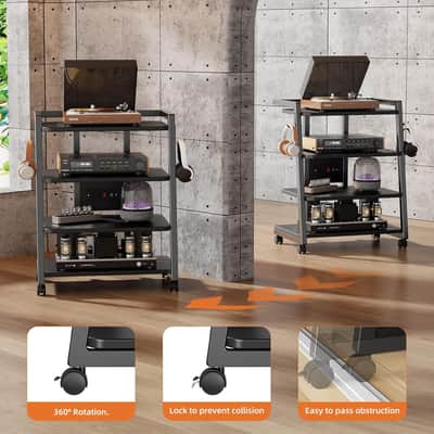 Mobile Studio Stand with Outlets and 4 Rolling Caster Wheels image 6