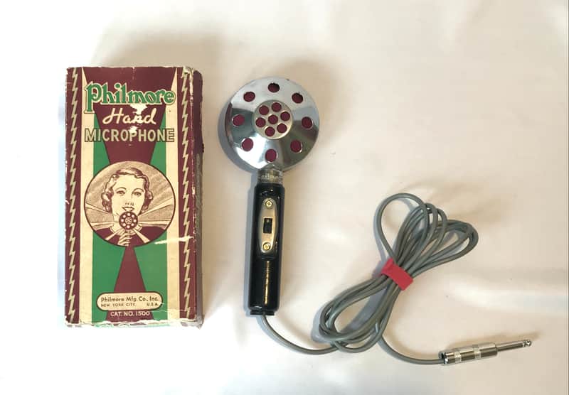 Vintage 1940's Philmore 1500 Hand-Held "Lollipop" Dynamic Microphone with Original Box-Works! image 1