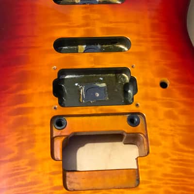 1989-91 Japan Charvel 375 Deluxe Exotic Flame Sunburst Guitar Body Floyd Ready image 4