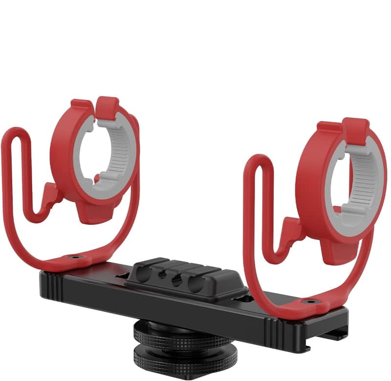 Microphone Shock Mount, Adjustable Cold Shoe Mic Holder for Camera, Boom Pole, Tripod Accessories image 1