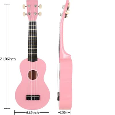 Soprano Ukulele 21 Inch Basswood Ukeleles for Beginners Four Strings Hawaiian Guitar Saint Patrick's Day Ukulele for Adults Teenagers Pink image 2
