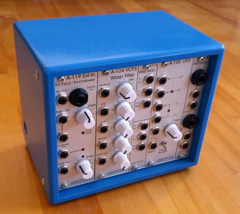 Doepfer A-100MC Mini system,  auto / touch filter, ring mod, blue finish image 1