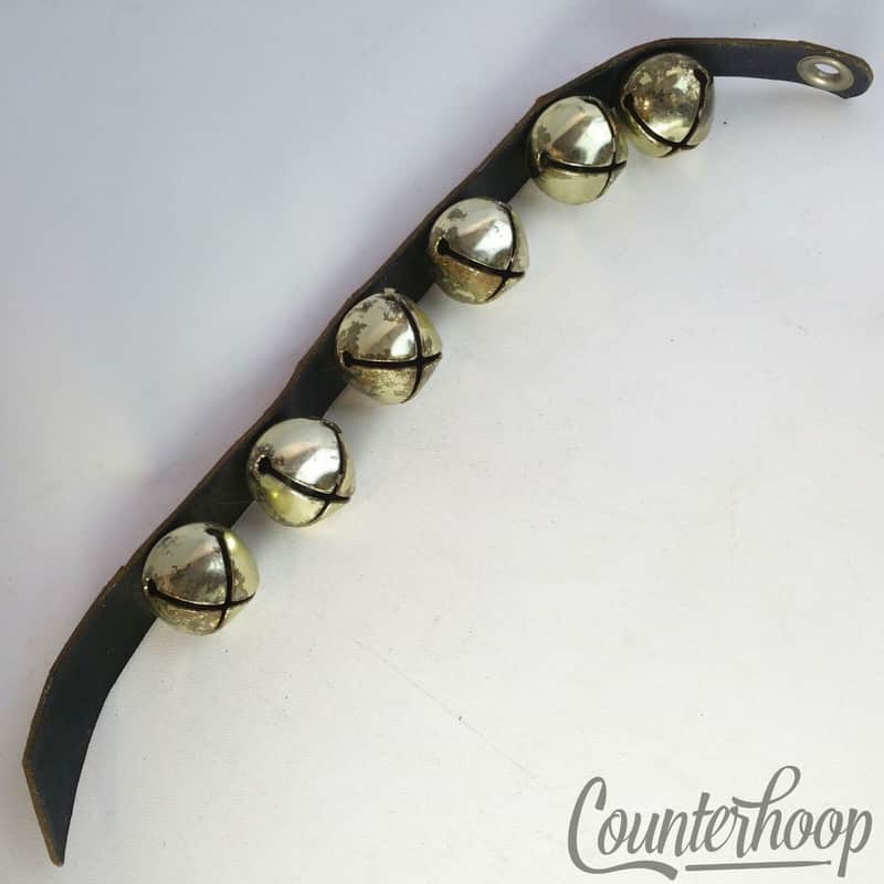 6 Sleigh Bells 17"Leather Strap Vintage Percussion Instrument Orchestral Effects image 1