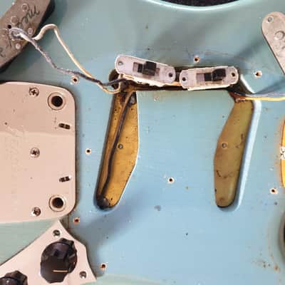 All original vintage 1965 pre-CBS L serial Fender Mustang in gorgeous Daphne blue! image 10