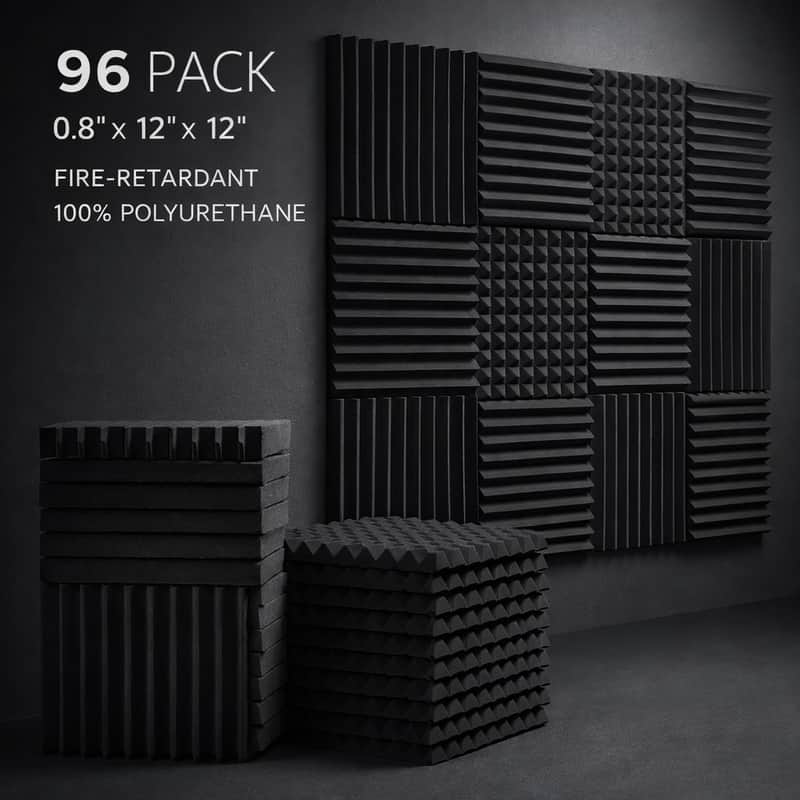 96-Pack Acoustic Foam Panels – 12" x 12" Sound Absorbing Studio Panels image 1