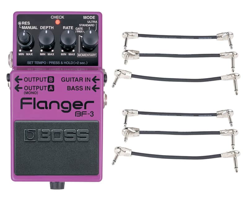 Boss BF-3 Stereo Flanger + 2x Gator Patch Cable 3 Pack image 1
