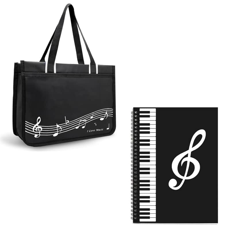 Piano Bag Zipper Waterproof Music Book Tote Bag And Blank Staff Paper Sheet Music Composition Notebook image 1