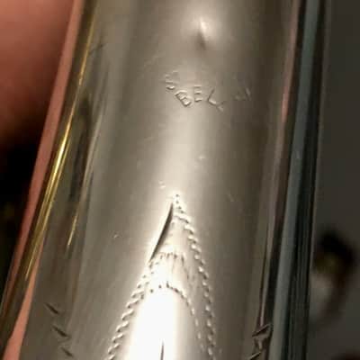 BLOW OUT DEAL KING SILVERTONE CORNET 1949 STEARLING SILVER MARKED  GREAT valves LOVELY GREAT YR. PLAYER need some attention image 14