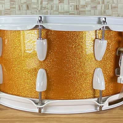 Click Icon 6.5x14 5ply 5+5 Maple Snare Drum Orange Misty Sparkle image 2
