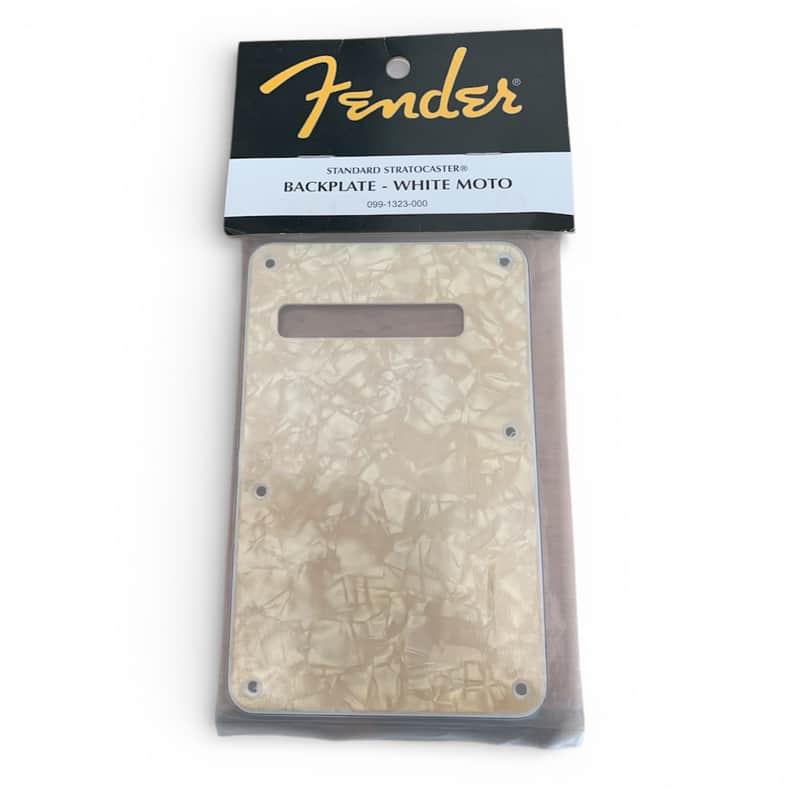 Fender Back Plate White Moto For Standard Stratocaster (099-1323-000) image 1