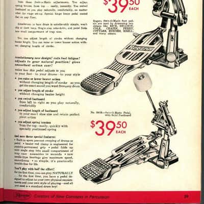 Rogers Pre-CBS Split-Heel Swiv-O-Matic Foot Pedal Bass Drum 396R Vintage 60s USA image 10