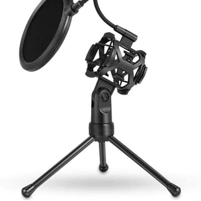 Foldable Microphone Tripod Stand Desktop Mic Holder Shock Mount Pop Filter for Online Broadcasting Chatting Singing image 2