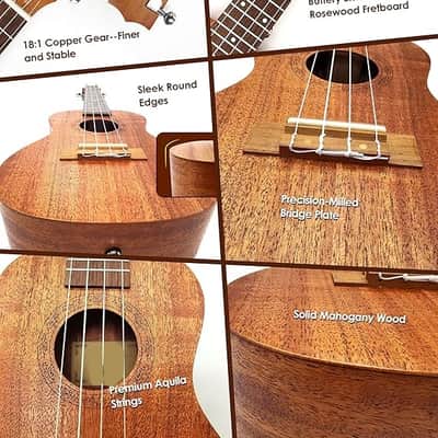 23 Inch Concert Ukulele All-in-One Mahogany Ukelele Kit for Beginner with Online Lessons Gig Bag Tuner Strap Nylon Strings Picks image 3
