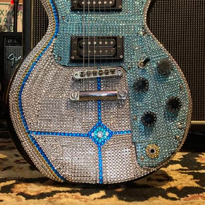 Gibson Sonex Paul Stanley Tribute USA  1980 Rhinestone Sparkle Silver Diamond Blue image 2