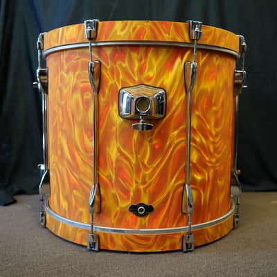 Tama Superstar Series 22" Birch/Basswood Bass Drum w/ Mount - Orange Satin Flame | 18x22" image 2