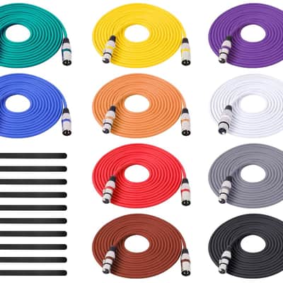10 Color XLR Cable, Multicolor XLR Male to Female 15ft Audio Cables 10 Pack, 3 Pin Balanced XLR Microphone Cables Color Boots XLR Mic Cord Ideal for Microphones, Live Stage, Speaker, Audio Mixer image 4