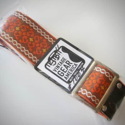 ACE Guitar Strap Unbranded Genuine Vintage Part Circa-1960s-Orange & Brown image 4