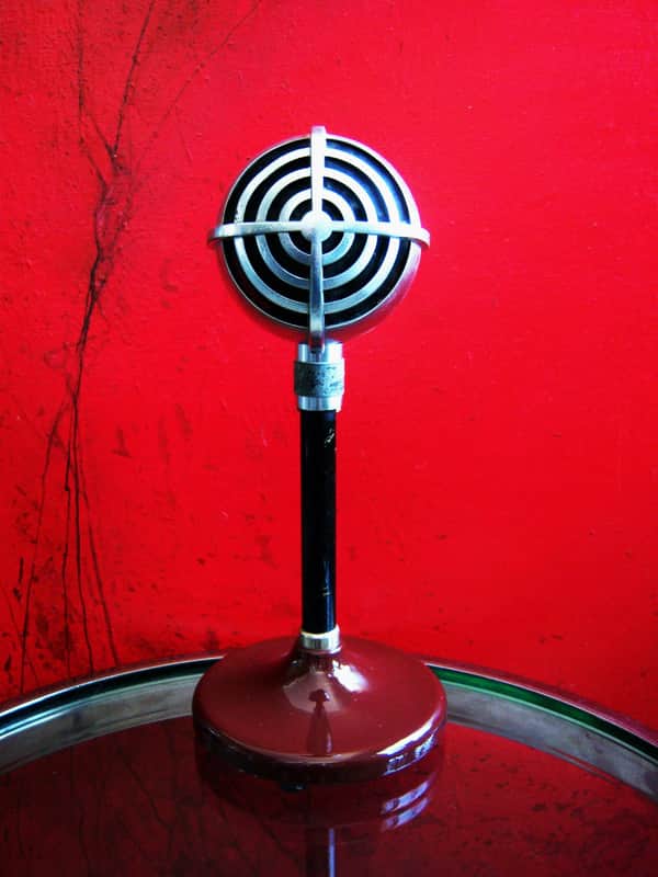 Vintage RARE 1930's Shure 730B crystal cardioid microphone Satin Chrome w Turner TB2 stand Billie Holiday image 1