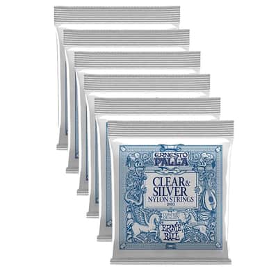 Ernie Ball 2403 Ernesto Palla Nylon Clear and Silver Tie-On Classical Guitar Strings, 6 pk image 1