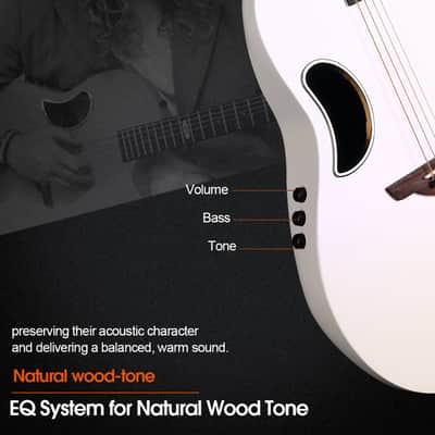 WINZZ White Solid Spruce Top With Carbon Fiber Back Electro Acoustic Guitar - AFO300CE image 4