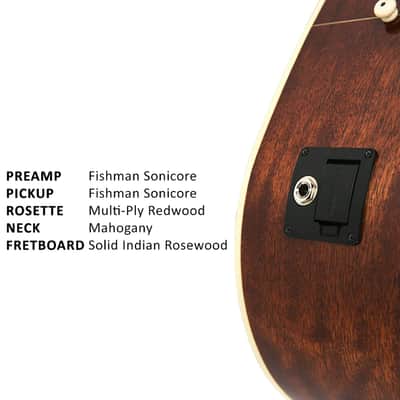 Parkwood S67 Grand Concert Cutaway Semi Acoustic Guitar - Natural image 3